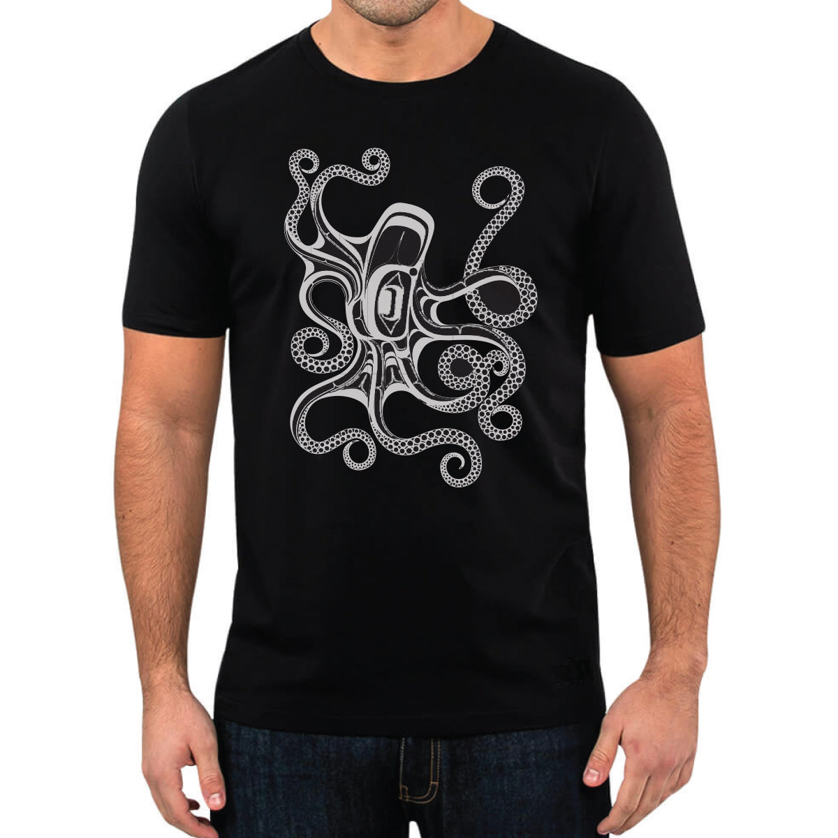 T Shirt Ernest Swanson Octopus - Black / XXL - TSSEOXXL - House of Himwitsa Native Art Gallery and Gifts