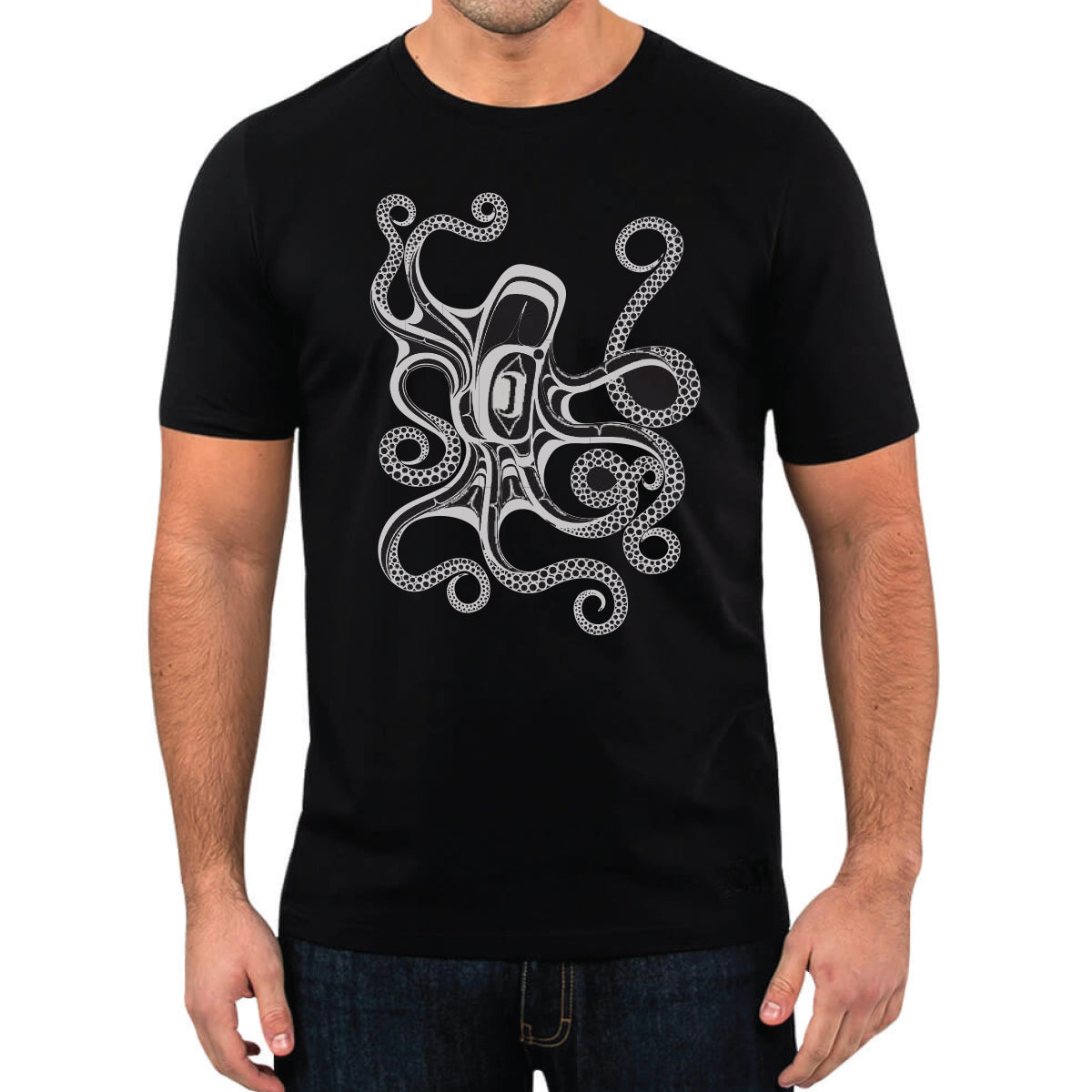 T Shirt Ernest Swanson Octopus - Black / XXL - TSSEOXXL - House of Himwitsa Native Art Gallery and Gifts