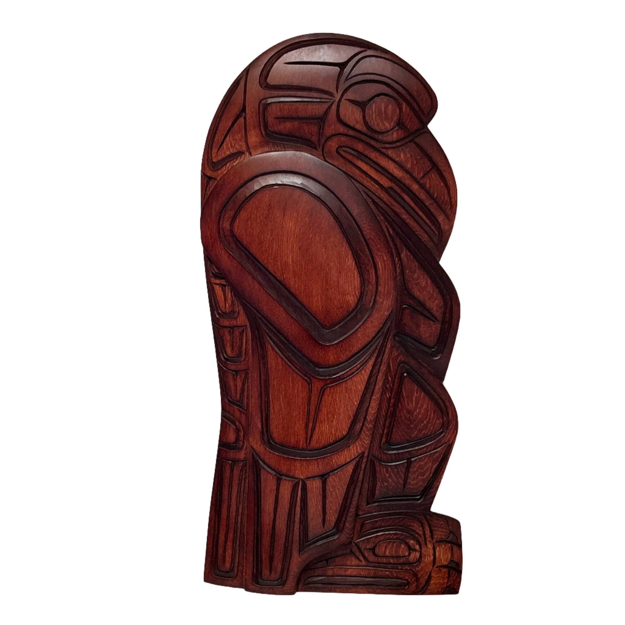 Larry Joseph Yellow Cedar Raven Panel - Jerry Wolfman - wood carving - House of Himwitsa Art Gallery