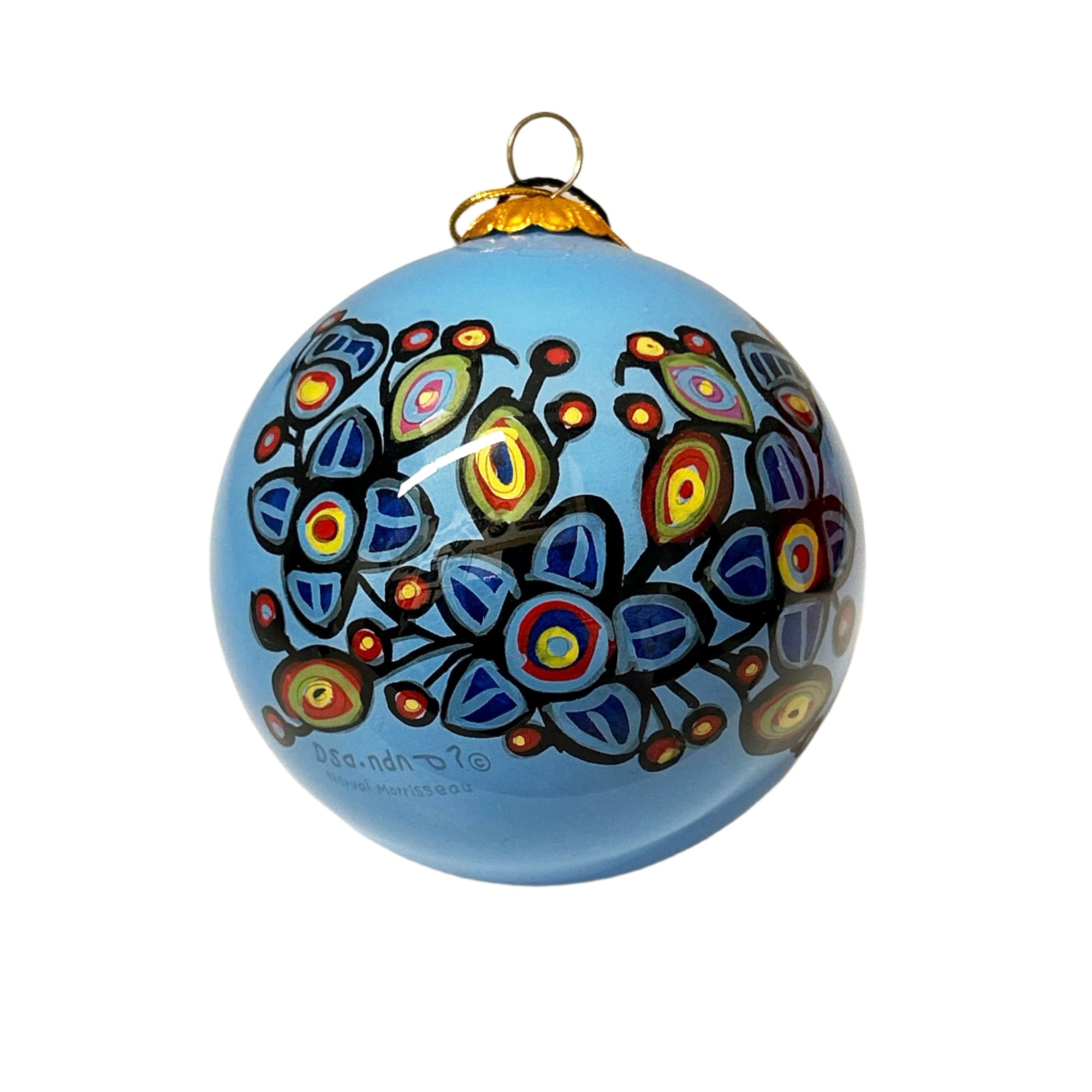 Ornament Norval Morisseau Flowers & Birds 3" Diameter -  - Ornament - House of Himwitsa Art Gallery