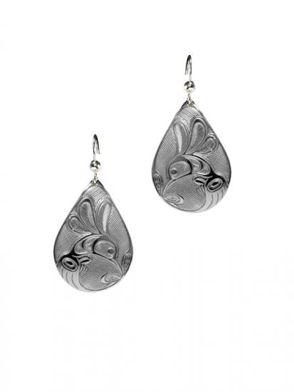 Bill Helin Silver Pewter Earrings Hummingbird (teardrop) - Bill Helin Silver Pewter Earrings Hummingbird (teardrop) -  - House of Himwitsa Native Art Gallery and Gifts