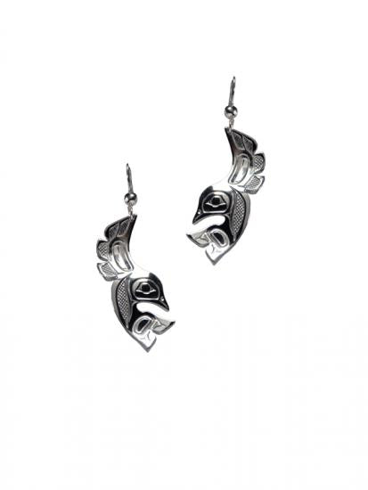 Bill Helin Silver Pewter Earrings Lovebirds - Bill Helin Silver Pewter Earrings Lovebirds -  - House of Himwitsa Native Art Gallery and Gifts