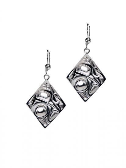Bill Helin Silver Pewter Earrings Hummingbird (diamond) - Bill Helin Silver Pewter Earrings Hummingbird (diamond) -  - House of Himwitsa Native Art Gallery and Gifts