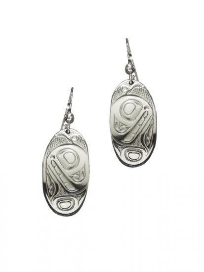 Bill Helin Silver Pewter Earrings Orca (oval) - Bill Helin Silver Pewter Earrings Orca (oval) -  - House of Himwitsa Native Art Gallery and Gifts