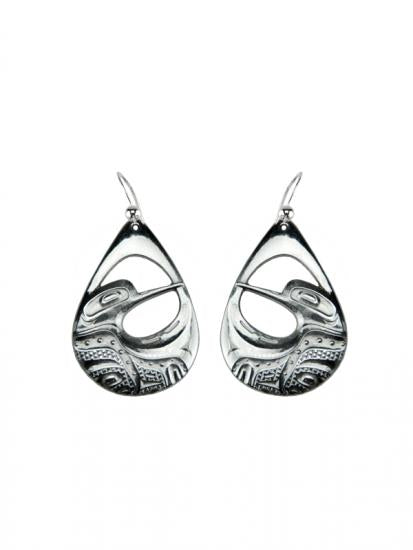 Corrine Hunt Silver Pewter Earrings Hummingbird - Corrine Hunt Silver Pewter Earrings Hummingbird -  - House of Himwitsa Native Art Gallery and Gifts