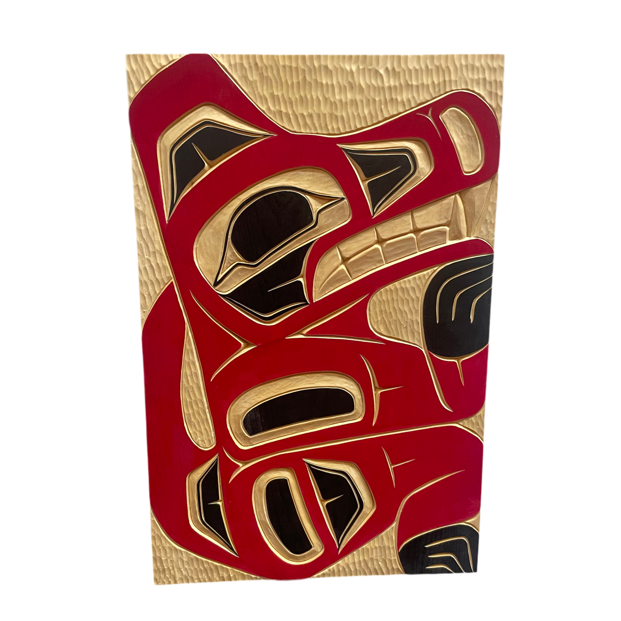 Randy Adams Panel Yellow Cedar Red Wolf 8 x 12 -  - Panel - House of Himwitsa Art Gallery