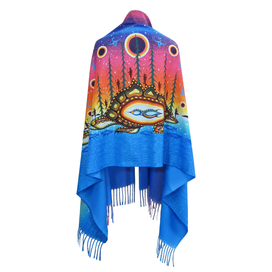 James Jacko Celebration of Creation Art Print Shawl - James Jacko Celebration of Creation Art Print Shawl -  - House of Himwitsa Native Art Gallery and Gifts