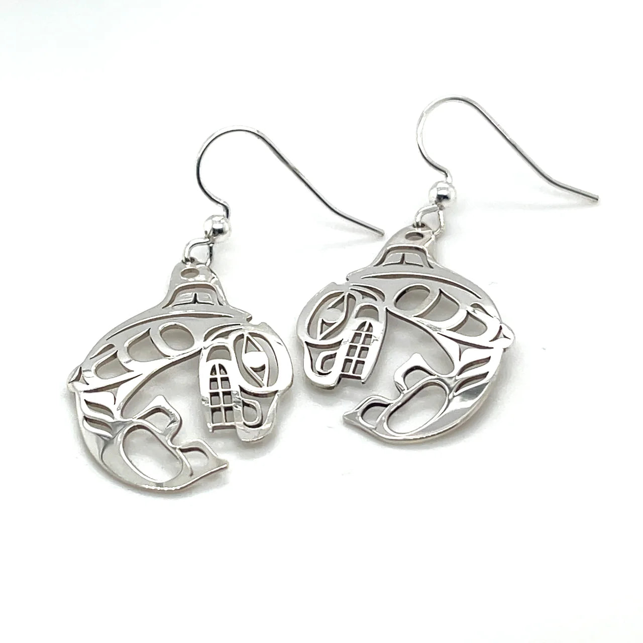 Grant Pauls Earrings Killer Whale Cresting - Grant Pauls - Silver Earrings - House of Himwitsa Art Gallery