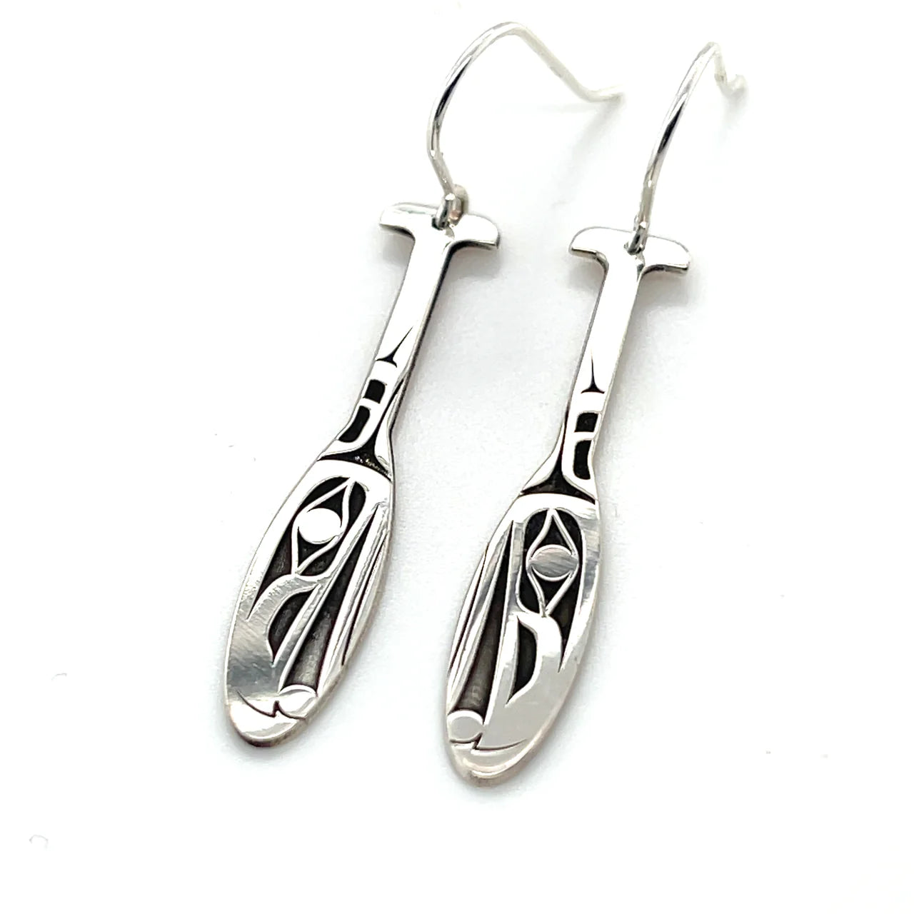 Grant Pauls Earrings Raven Paddle - Grant Pauls - Silver Earrings - House of Himwitsa Art Gallery