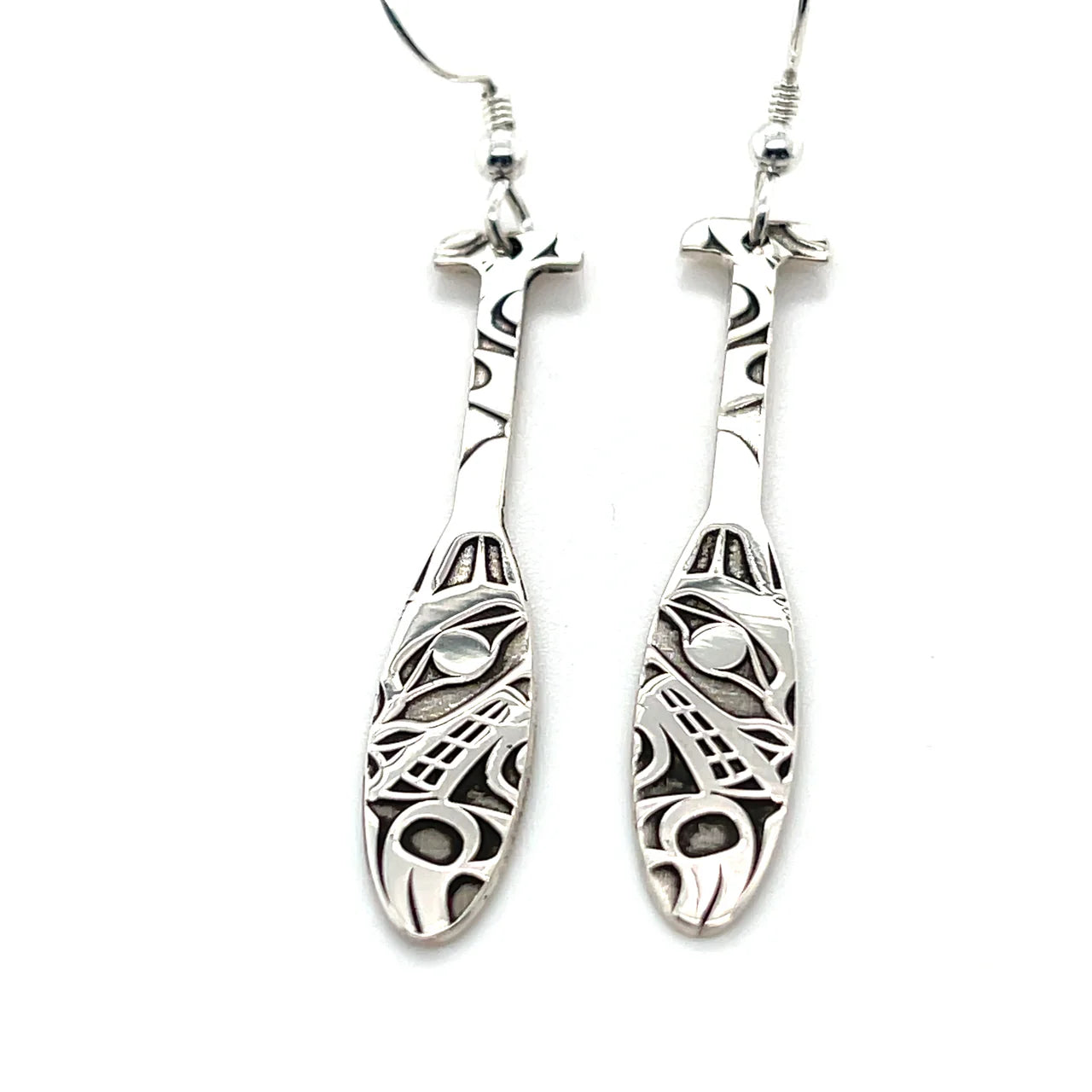 Grant Pauls Earrings Wolf Paddle - Grant Pauls - Silver Earrings - House of Himwitsa Art Gallery