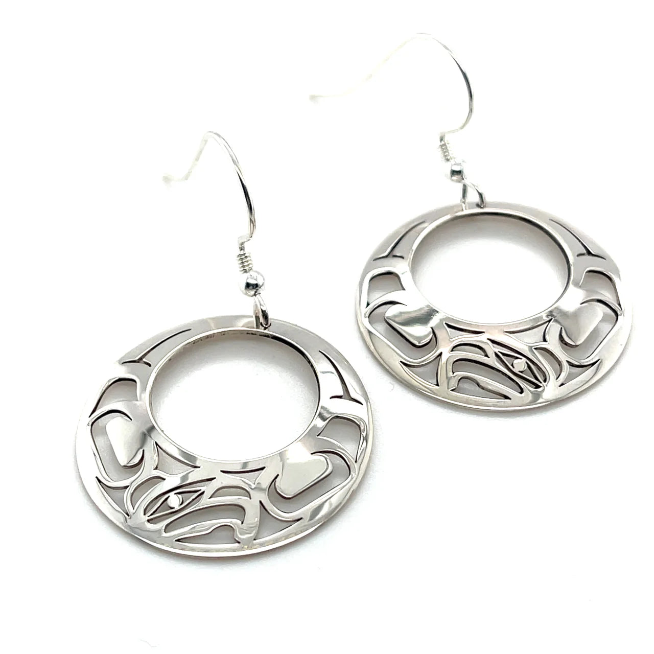 Grant Pauls Earrings Off Set Circular Eagle - Grant Pauls - Silver Earrings - House of Himwitsa Art Gallery