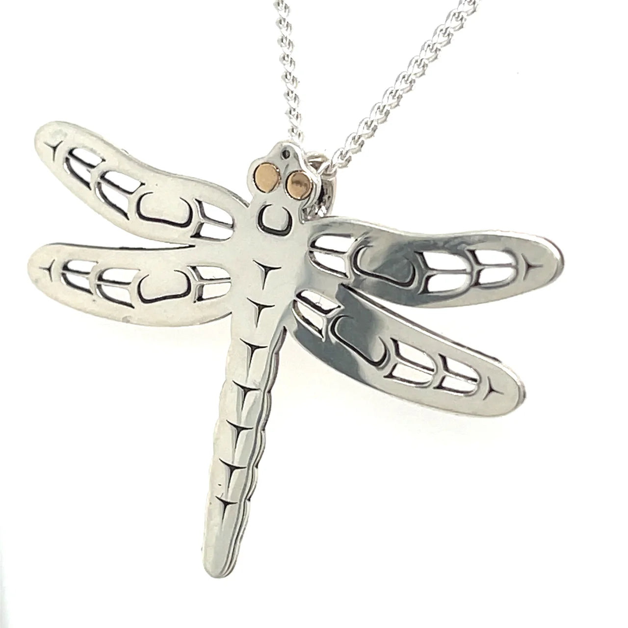 Grant Pauls Pendant Sterling Silver with 14K Gold Dragonfly - Grant Pauls - Silver Pendant - House of Himwitsa Art Gallery