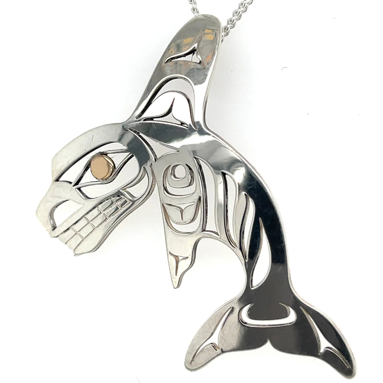 Grant Pauls Pendant Sterling Silver with 14K Gold Killer Whale - Grant Pauls - Silver Pendant - House of Himwitsa Art Gallery