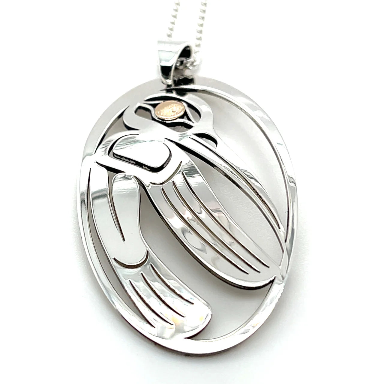 Grant Pauls Pendant Sterling Silver with 14K Gold Hummingbird - Grant Pauls - Silver Pendant - House of Himwitsa Art Gallery