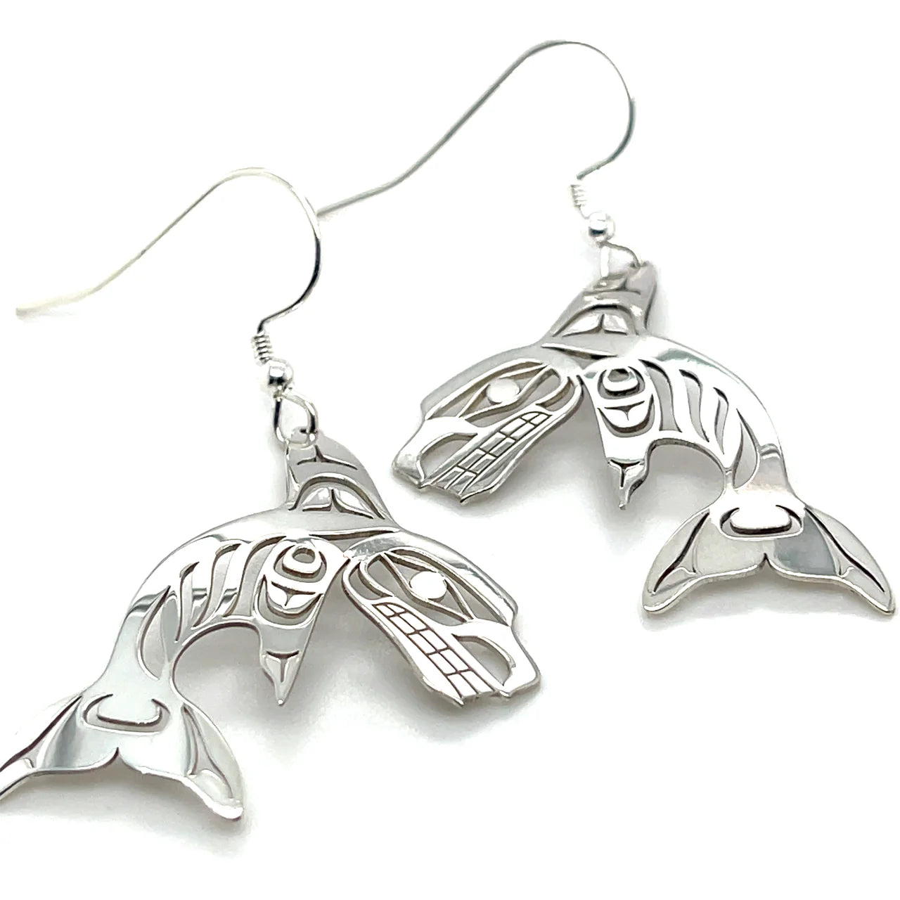 Grant Pauls Earrings Killer Whale-Single Fin  (Orca) Single Fin - Grant Pauls - Silver Earrings - House of Himwitsa Art Gallery