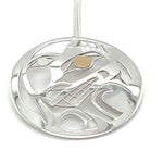 Grant Pauls Pendant Wolf Moon Round Sterling Silver 14k eyes -  -  - House of Himwitsa Art Gallery