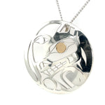 Grant Pauls Pendant Wolf Moon Round Sterling Silver 14k eyes -  -  - House of Himwitsa Art Gallery