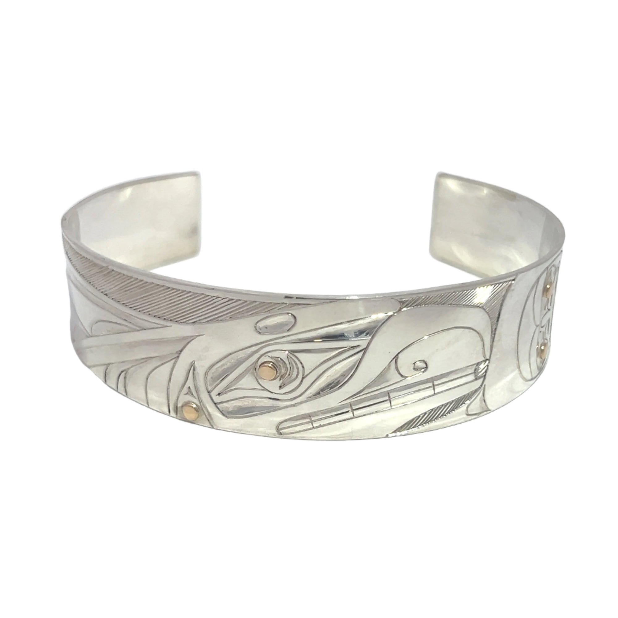 Andrew Williams - Bracelet - Sterling Silver -  3/4" 14k Overlay Bracelet Orca - Andrew Williams - Jewellery - House of Himwitsa Art Gallery