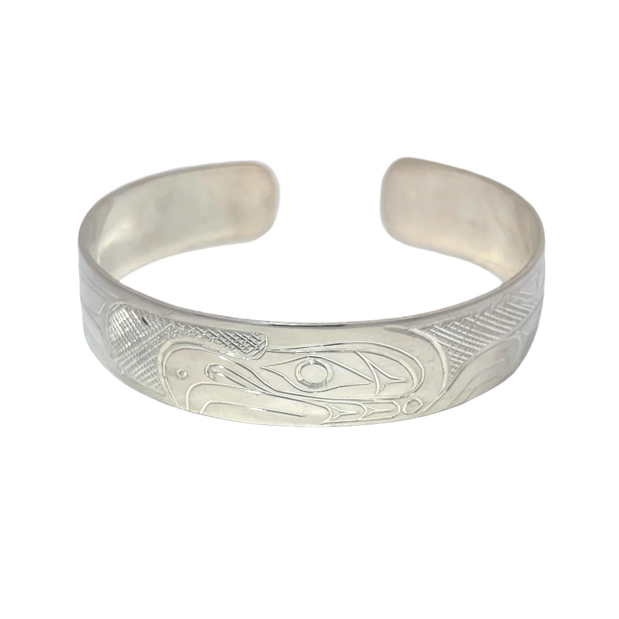 Don Lancaster Eagle 1/2" Width  x 6" Diameter Silver Bracelet - Don Lancaster - Jewellery Sterling Silver Bracelets - House of Himwitsa Art Gallery