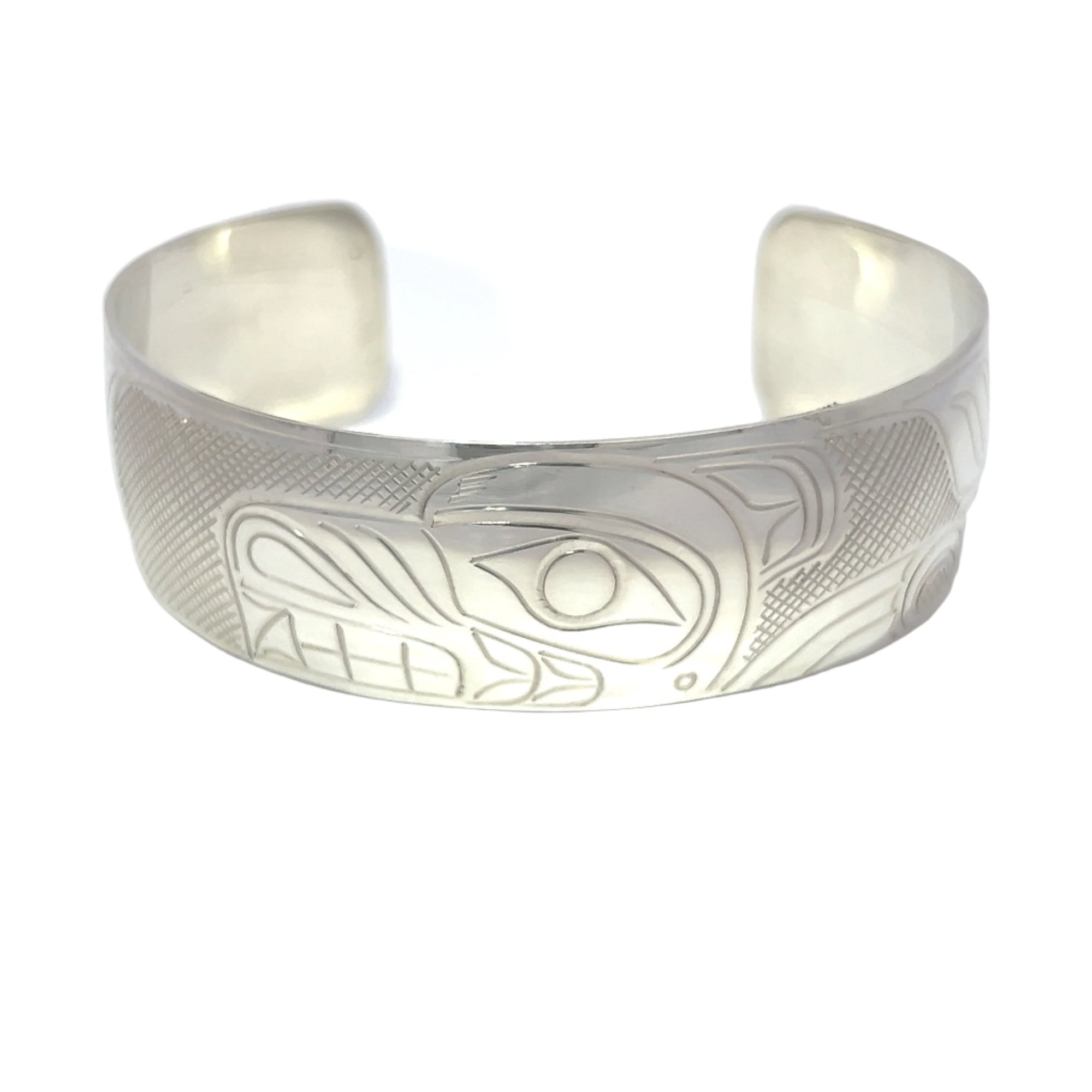 John Lancaster Wolf 3/4” Height x 6" Diameter Silver Bracelet - Lancaster John - Jewellery Sterling Silver Bracelets - House of Himwitsa Art Gallery