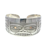 Grant Pauls Chilkat 1.1/4" Width x 6.1/4 Diameter Silver with 14K Gold Chilkat - Grant Pauls - Jewellery Sterling Silver Bracelets - House of Himwitsa Art Gallery