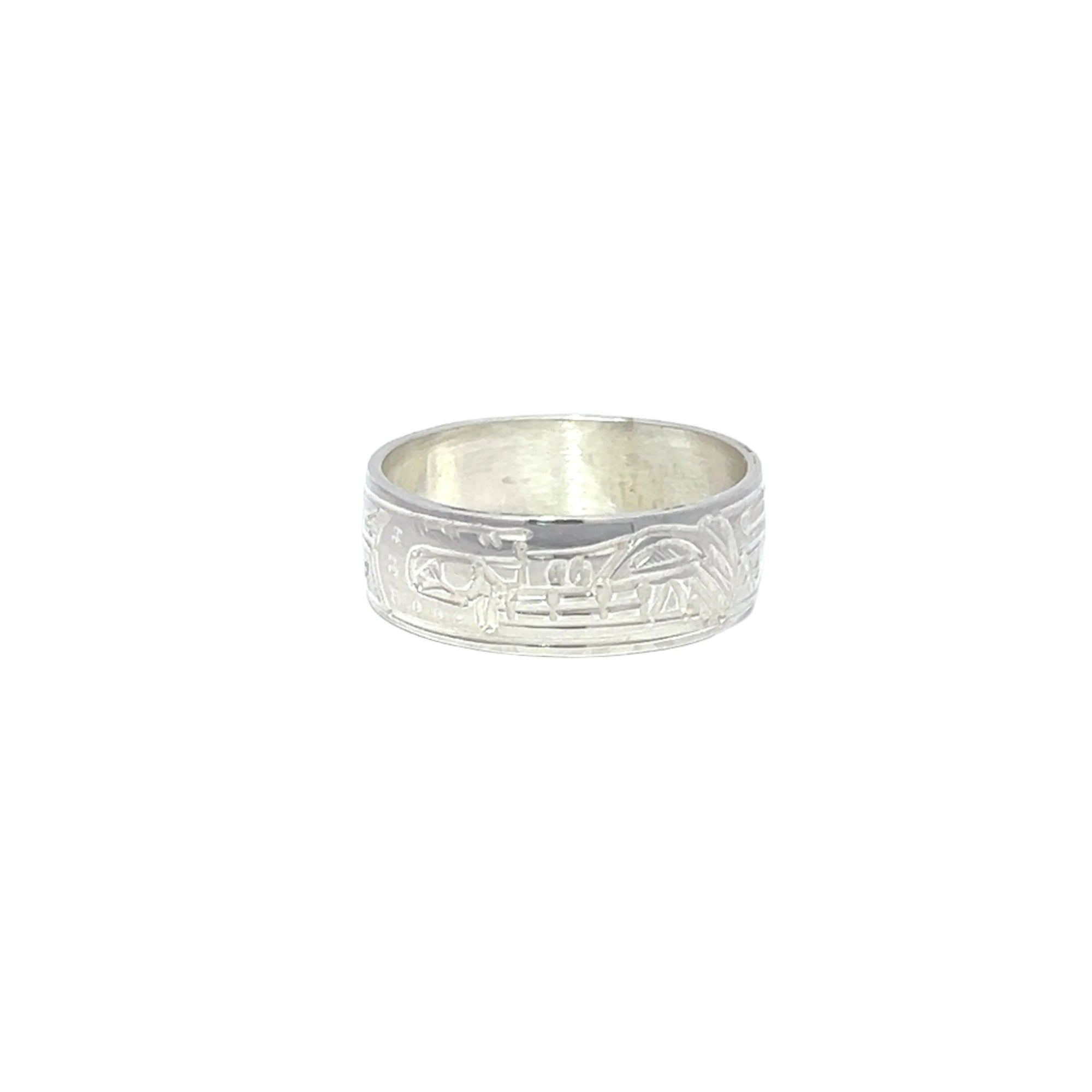 Gilbert Pat Wolf Silver Ring .5/16" Width Size 10