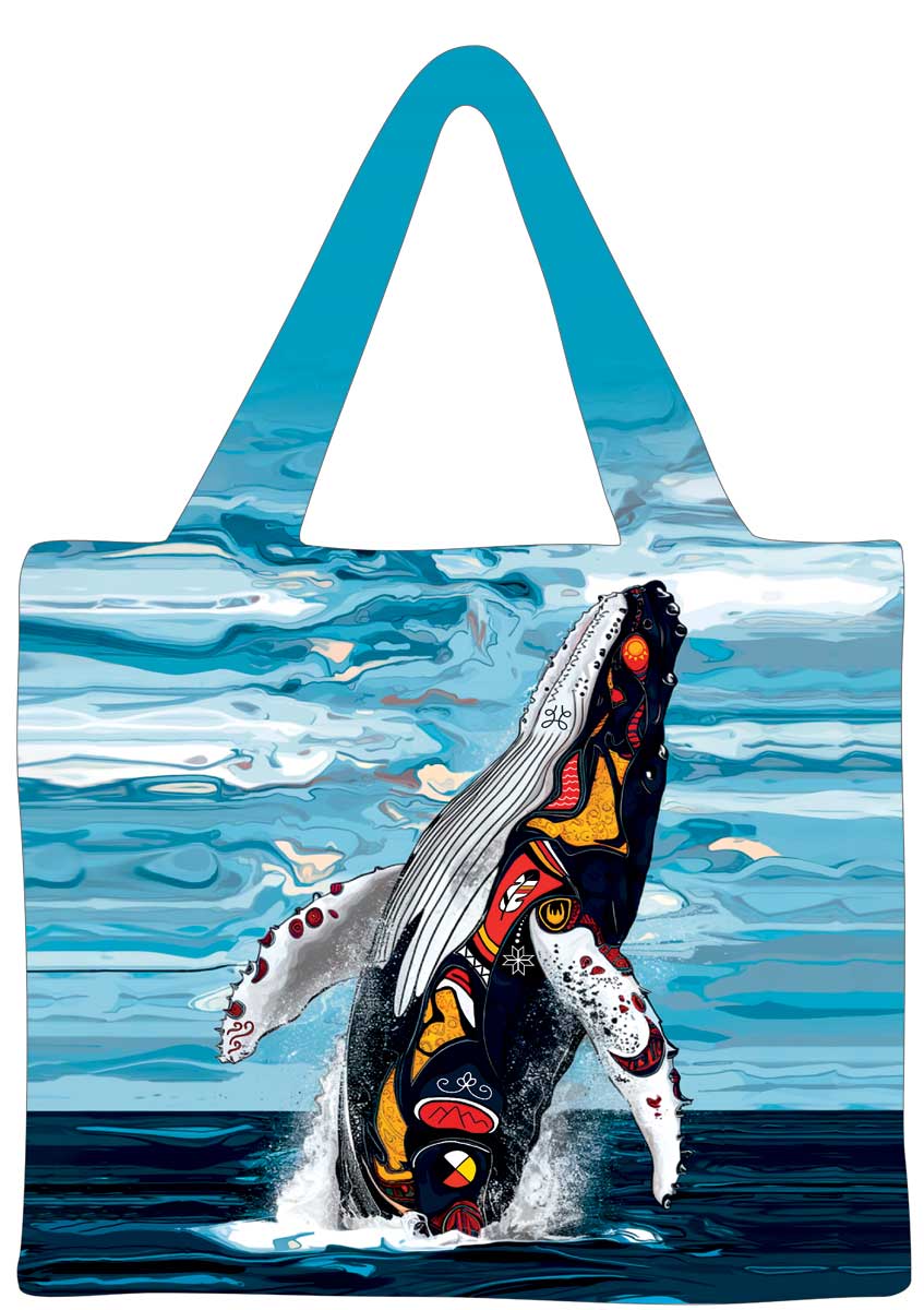 Shopping Bag Stephanie White Spirit Whale -  - Shopping Bag - House of Himwitsa Art Gallery
