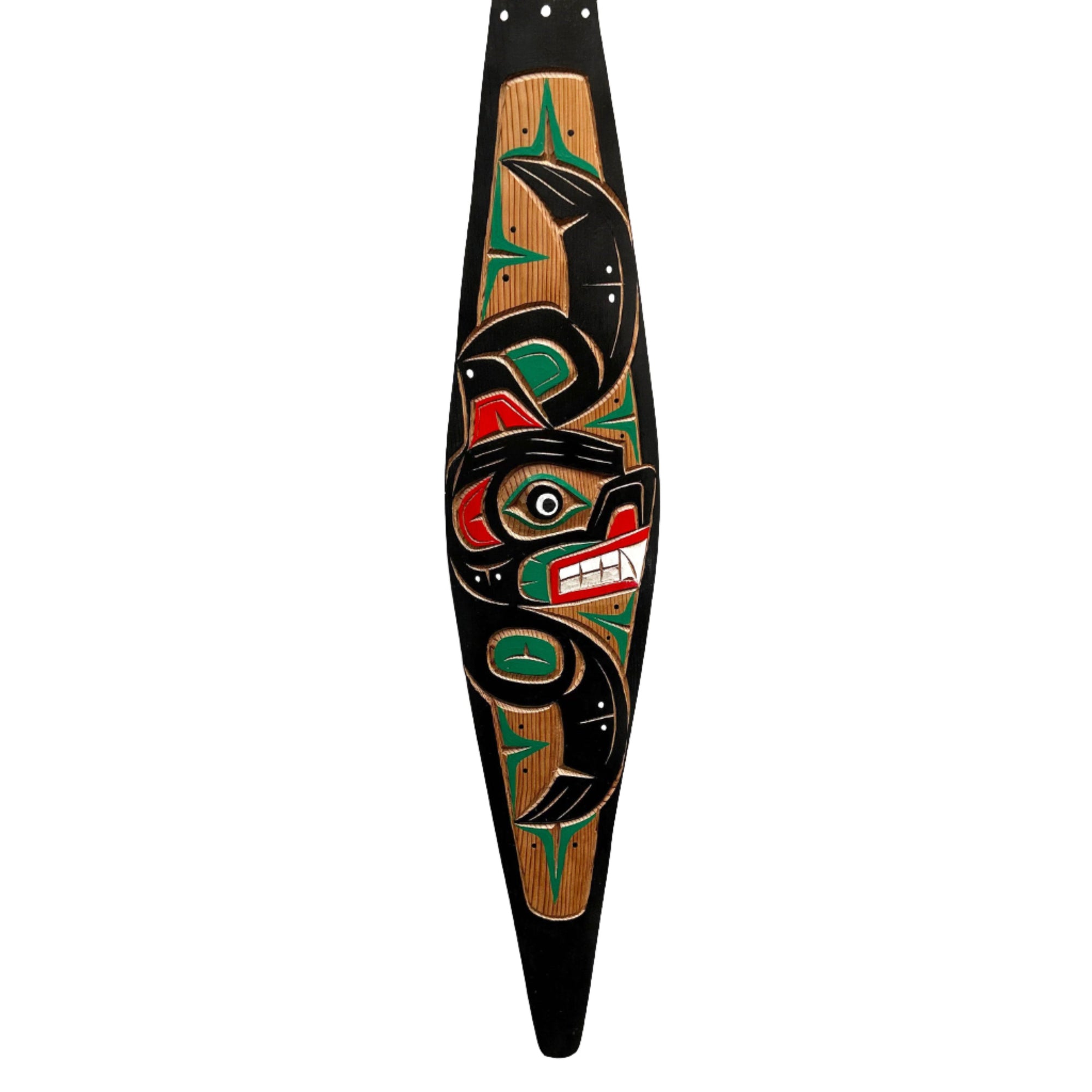 LAURENCE SCOW BEAR YELLOW CEDAR PADDLE 5 FEET -  - PANEL - House of Himwitsa Art Gallery