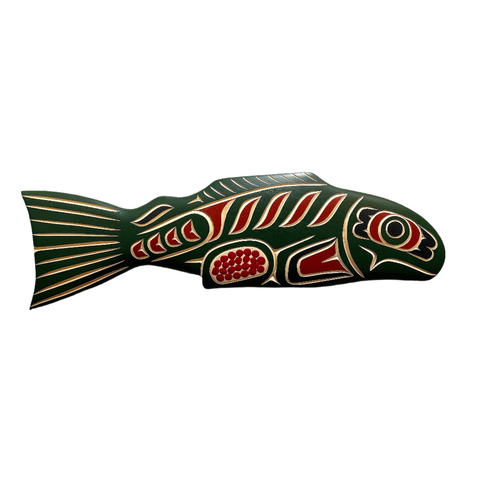 Valencia Bird Yellow Cedar Salmon Plaque - Jerry Wolfman - PANEL - House of Himwitsa Art Gallery