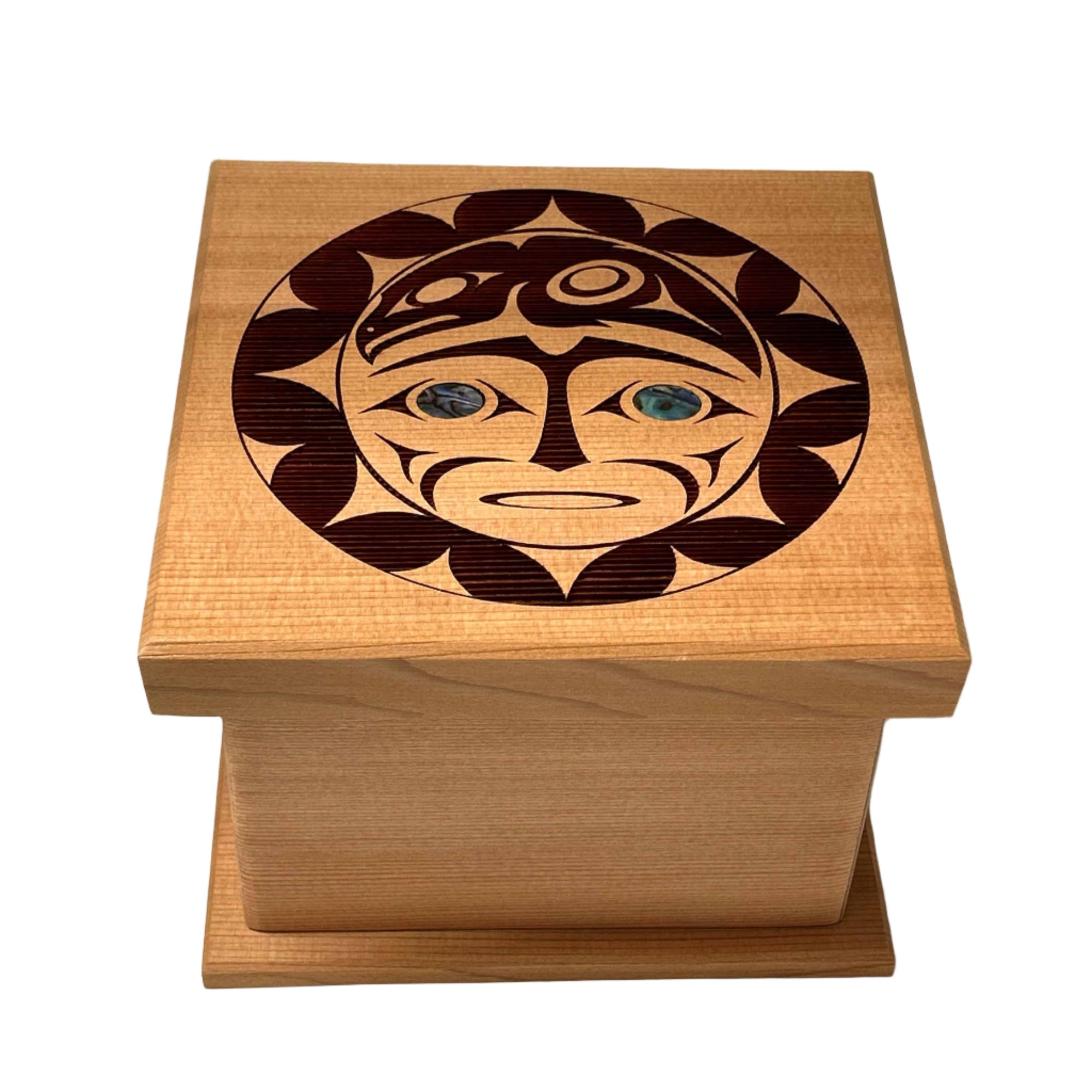 Shain Jackson Red Cedar Raven & Sun Bentwood Box - Shain Jackson - Bentwood Box - House of Himwitsa Art Gallery