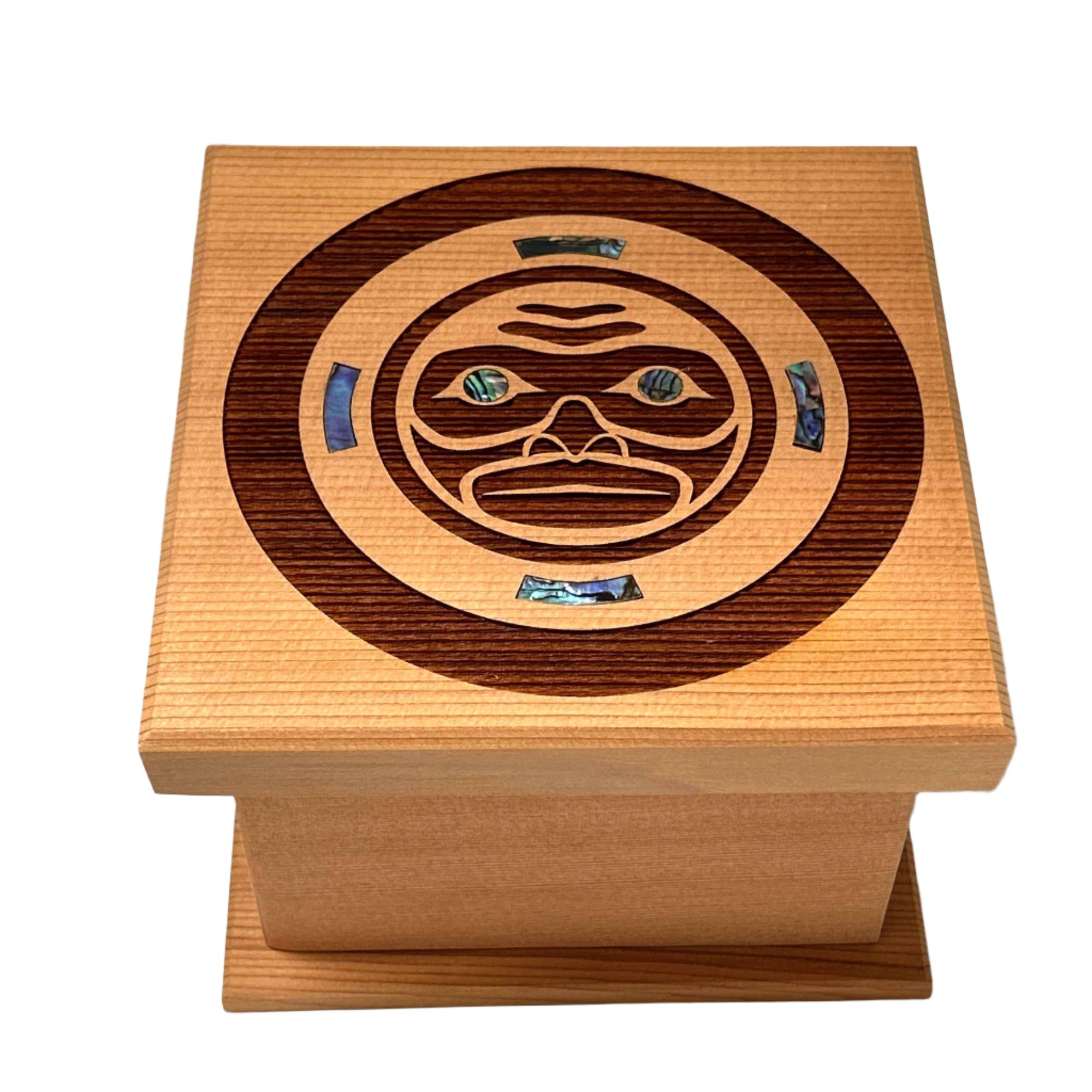 Shain Jackson Red Cedar Moon Bentwood Box - Shain Jackson - Bentwood Box - House of Himwitsa Art Gallery