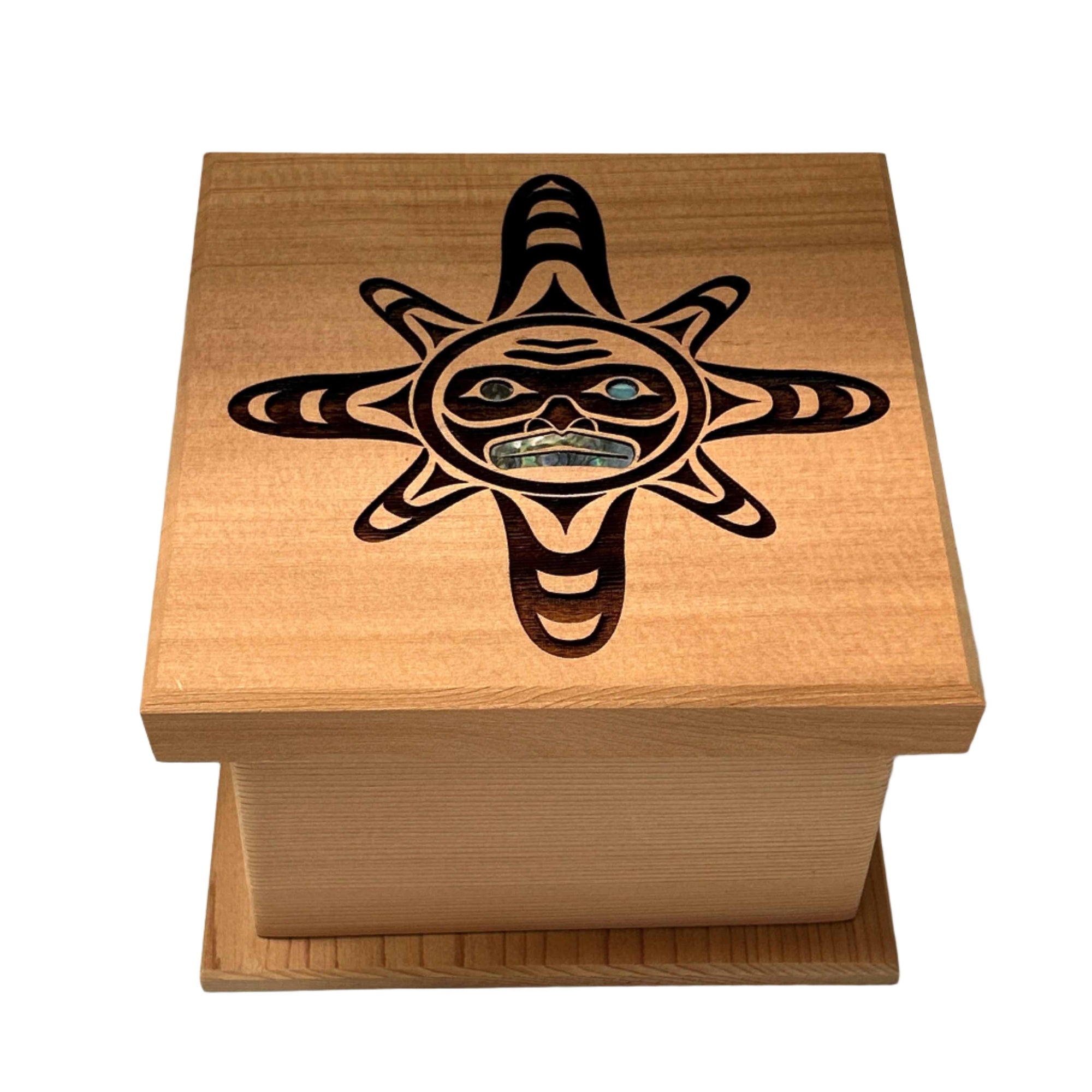 Shain Jackson Red Cedar Sun Bentwood Box - Shain Jackson - Bentwood Box - House of Himwitsa Art Gallery