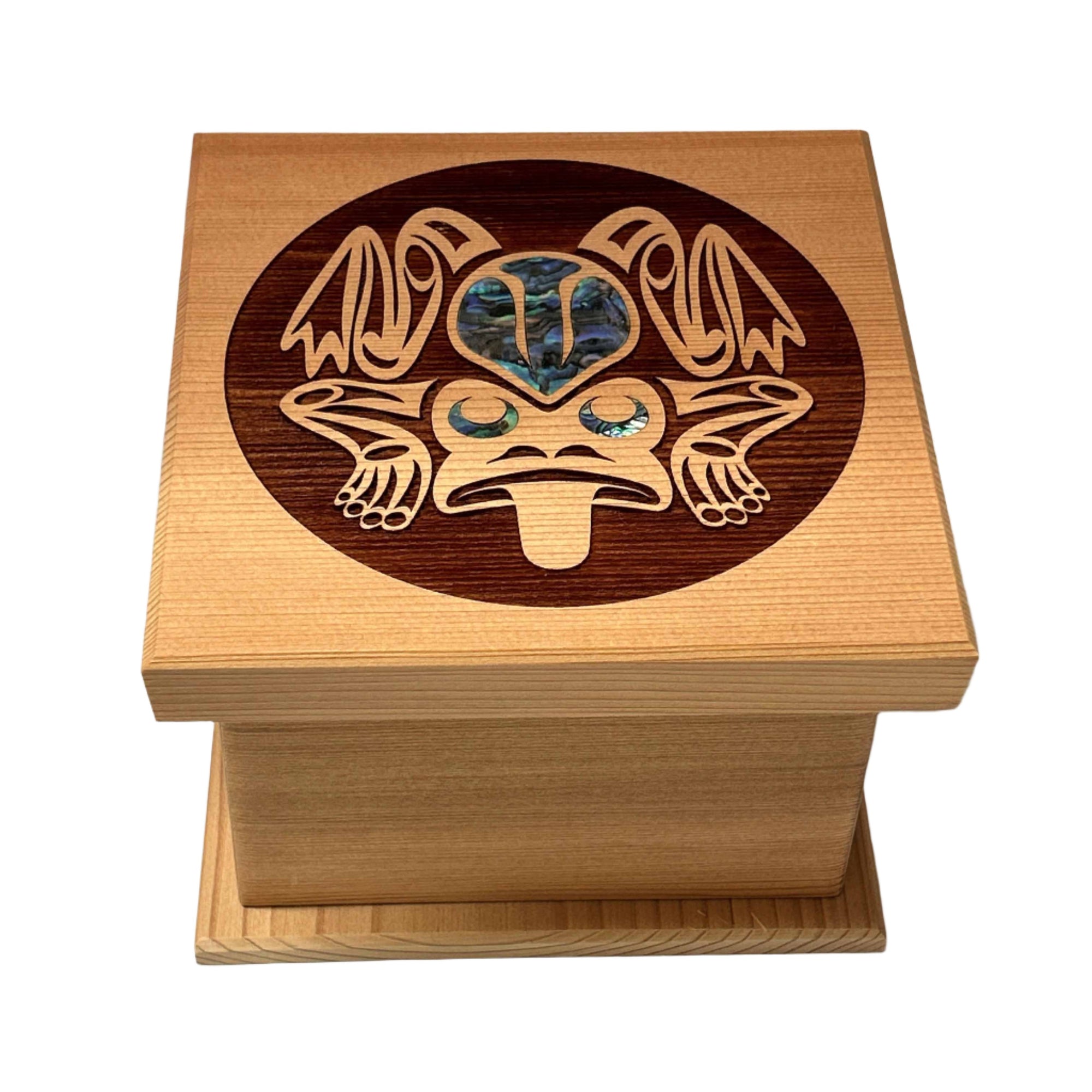 Shain Jackson Red Cedar Frog Bentwood Box - Shain Jackson - Bentwood Box - House of Himwitsa Art Gallery