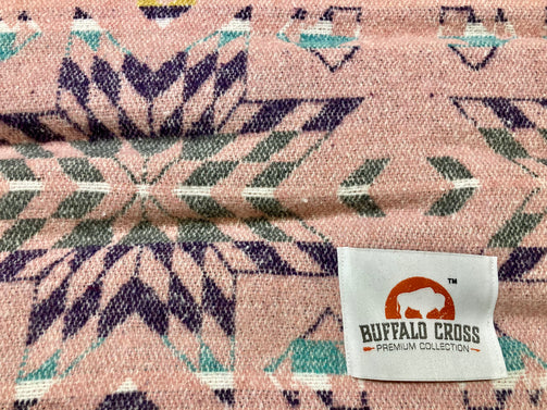 Buffalo Cross Throw Blanket Pink Sky #14 - Buffalo Cross Throw Blanket Pink Sky #14 -  - House of Himwitsa Native Art Gallery and Gifts