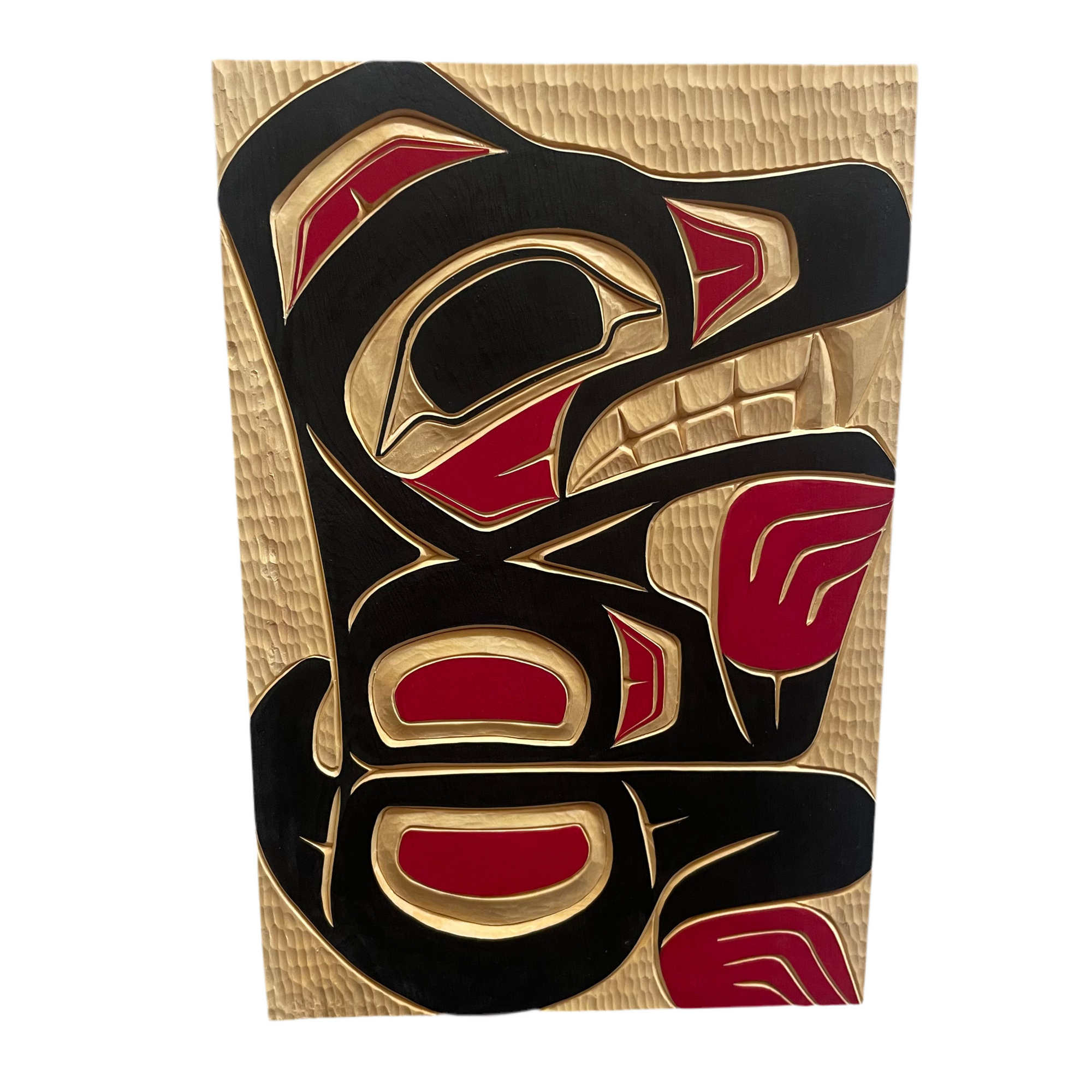 Randy Adams Panel Yellow Cedar Bear 8 x 12 -  - Panel - House of Himwitsa Art Gallery