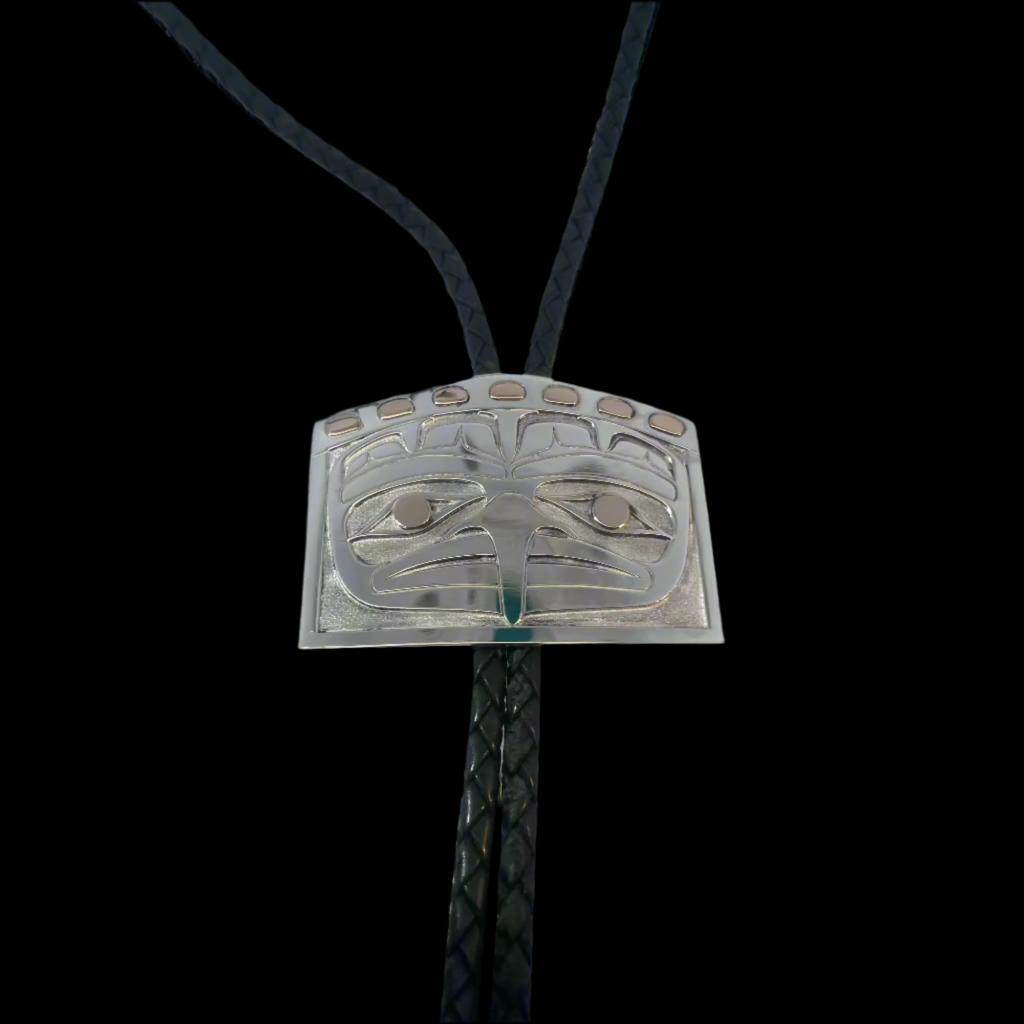 Grant Pauls Silver/14k Bolo Tie Eagle -  - Silver Bolo tie - House of Himwitsa Art Gallery