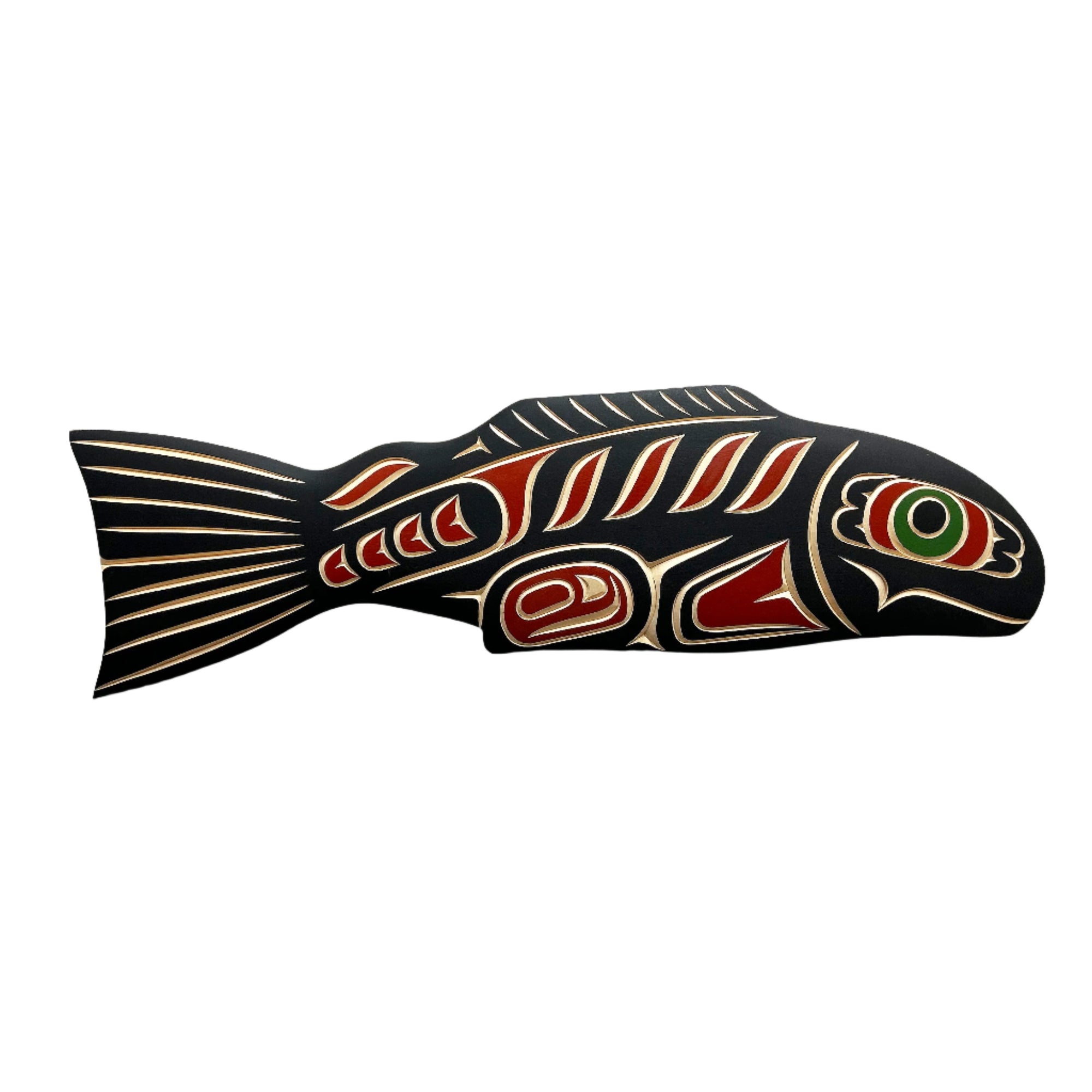 Valencia Bird Yellow Cedar Male Salmon Plaque - House Of Himwitsa - PANEL - House of Himwitsa Art Gallery