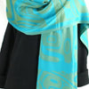 Shawl Poly Jacquard Clifton Fred Bear Box - Turquoise - 51-51-528 - House of Himwitsa Native Art Gallery and Gifts