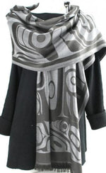 Shawl Poly Jacquard Clifton Fred Bear Box - Taupe - 51-51-529 - House of Himwitsa Native Art Gallery and Gifts