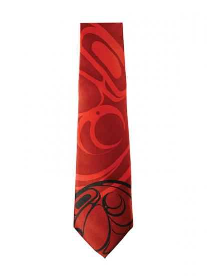 Silk Tie Connie Dickens Raven (Red) - Silk Tie Connie Dickens Raven (Red) -  - House of Himwitsa Native Art Gallery and Gifts