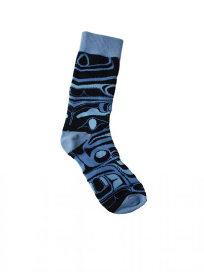 Socks Bill Helin Frog (blue/black) - M/L - 52-52-592 - House of Himwitsa Native Art Gallery and Gifts