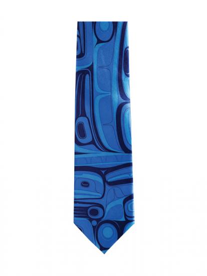 Silk Tie Raven Kelly Robinson Transforming (Blue) - Silk Tie Raven Kelly Robinson Transforming (Blue) -  - House of Himwitsa Native Art Gallery and Gifts