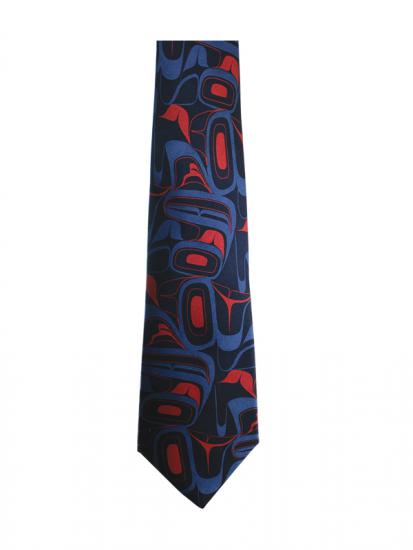 Silk Tie Kelly Robinson Eagle (Red/Navy) - Silk Tie Kelly Robinson Eagle (Red/Navy) -  - House of Himwitsa Native Art Gallery and Gifts