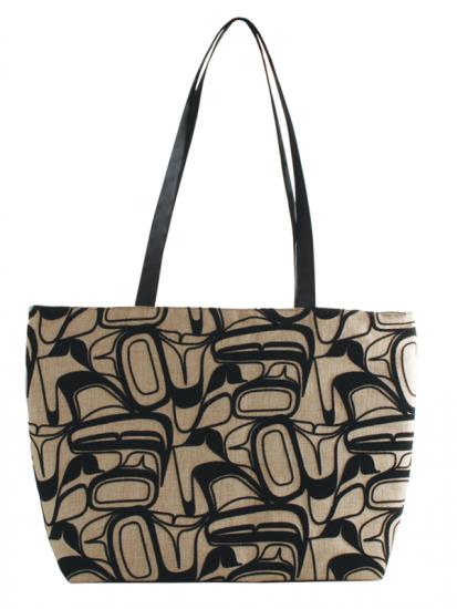 Flock Zip Tote Kelly Robinson Eagle (beige) - Flock Zip Tote Kelly Robinson Eagle (beige) -  - House of Himwitsa Native Art Gallery and Gifts