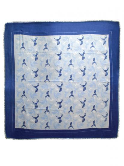 Shawl Soft Poly Tribal Bill Helin Hummingbird - Blue - 53-53-250 - House of Himwitsa Native Art Gallery and Gifts