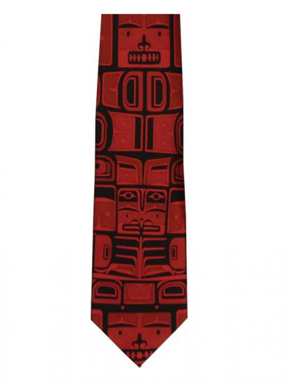 Silk Tie Bill Helin Chilkat Boxed (Red) - Silk Tie Bill Helin Chilkat Boxed (Red) -  - House of Himwitsa Native Art Gallery and Gifts