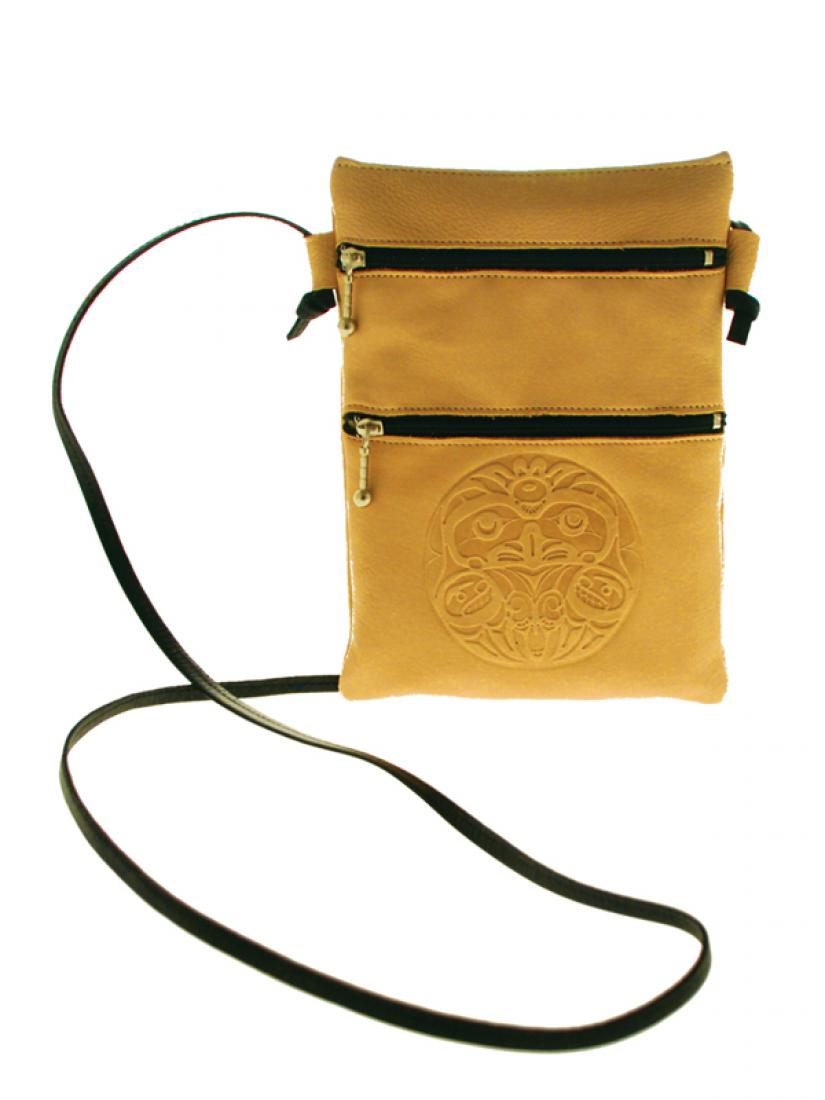 Embossed Passport Pouch Bear Box Design (Tan Deerskin) - Embossed Passport Pouch Bear Box Design (Tan Deerskin) -  - House of Himwitsa Native Art Gallery and Gifts