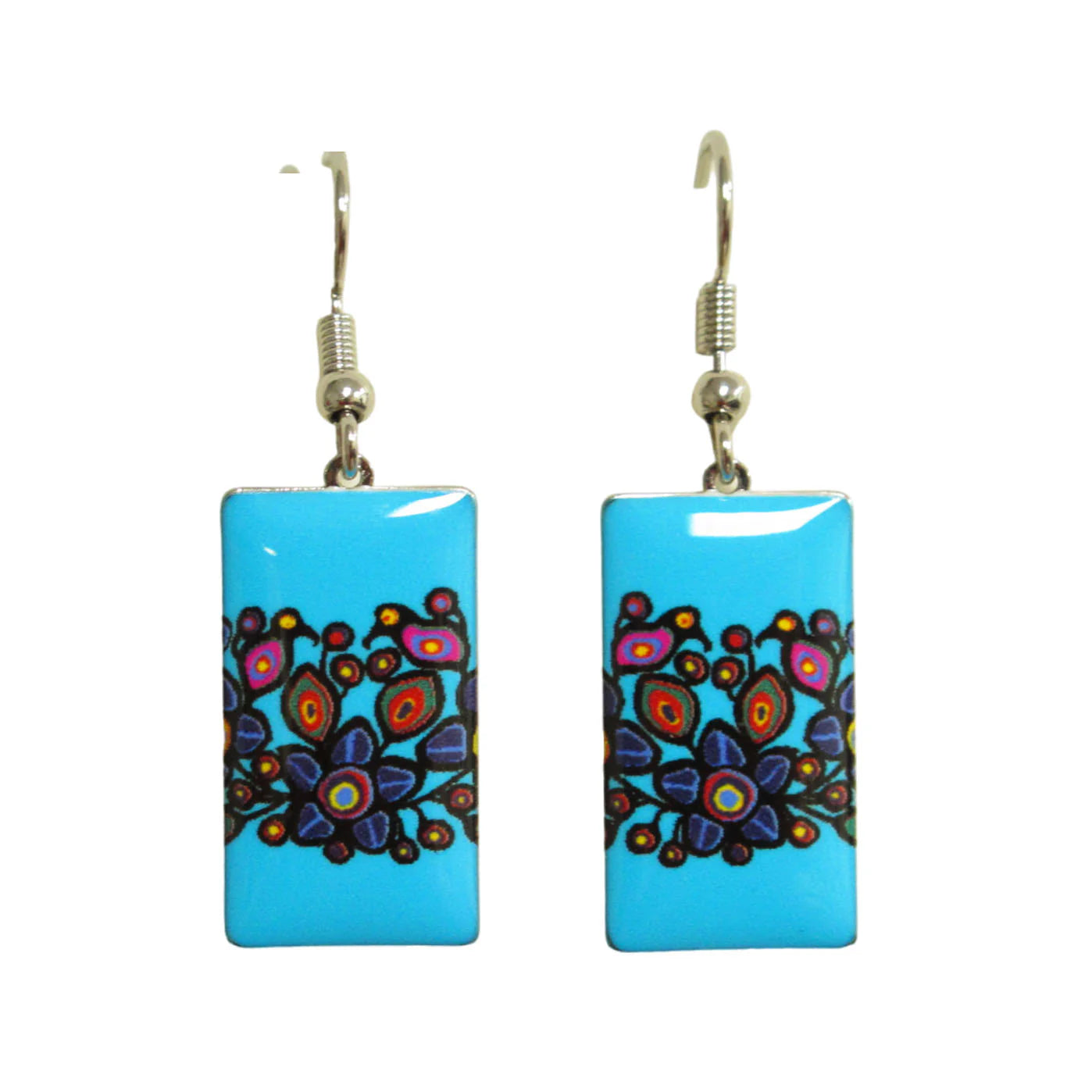 Norval Morrisseau Flowers and Birds Gallery Collection Earrings -  - Earrings - House of Himwitsa Art Gallery