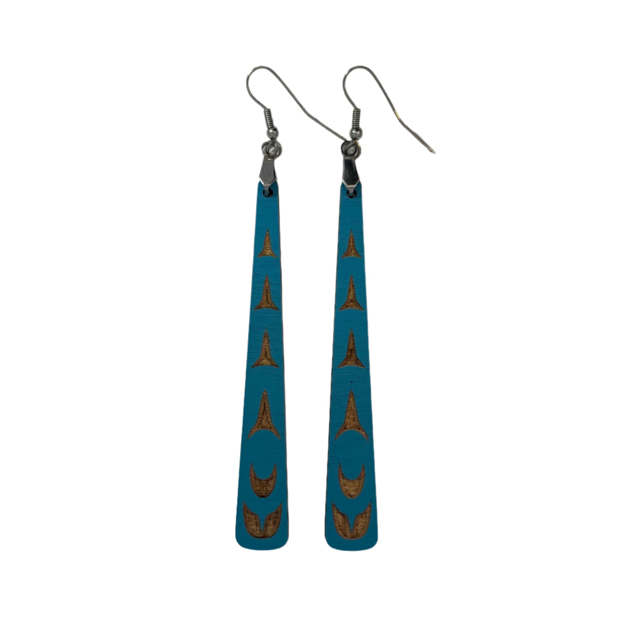 Raven Wolden Paddle Earrings -  - Earrings - House of Himwitsa Art Gallery