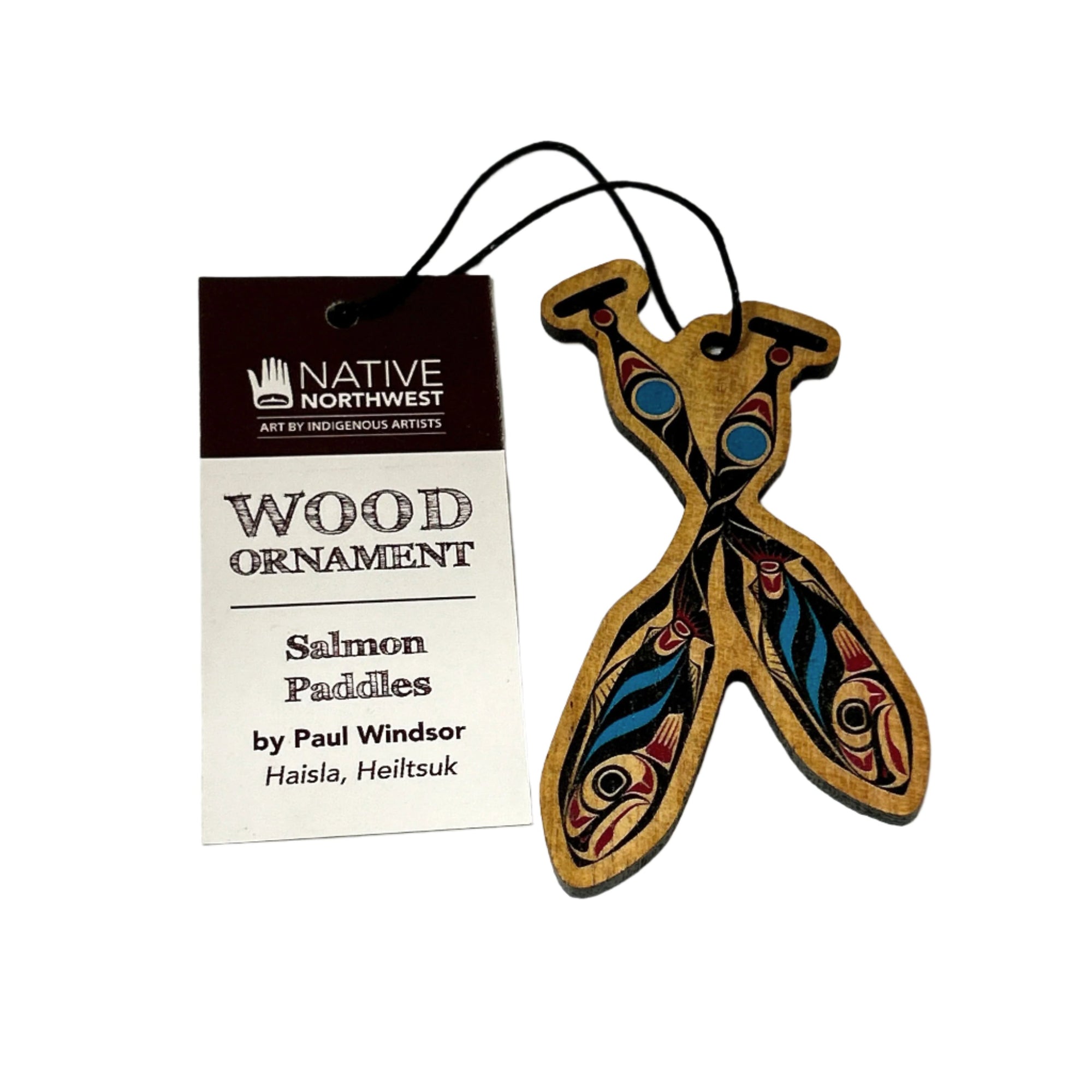 Paul Windsor Salmon Paddles Wood Ornament -  -  - House of Himwitsa Art Gallery